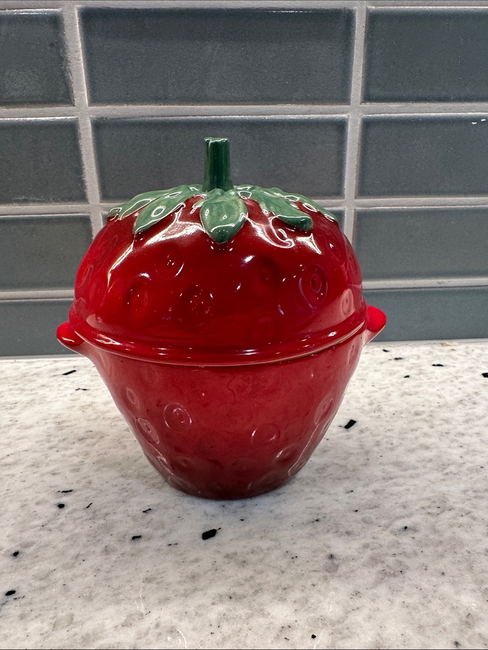 Rare Le Creuset Petite Strawberry Casserole Ceramic with Lid
